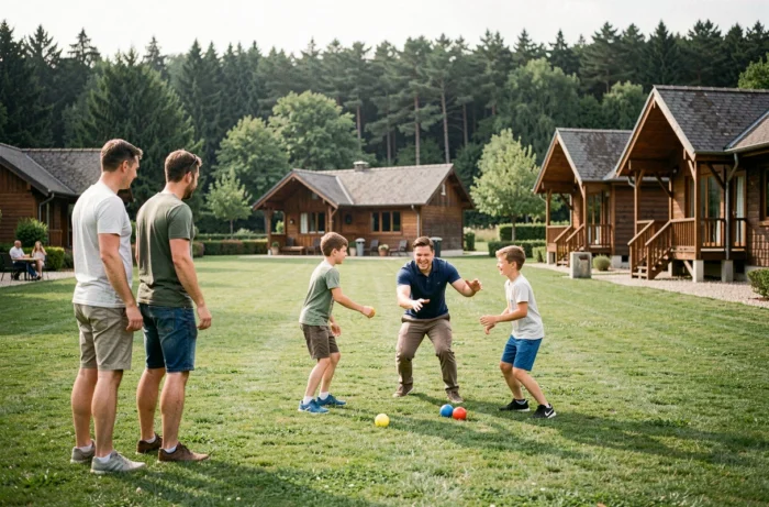 Famille française participante à une animation en plein air dans un club Belambra en France