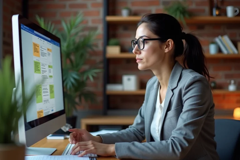 Femme professionnelle recherchant des alternatives fiables à des annuaires web en 2023 sur son ordinateur de bureau